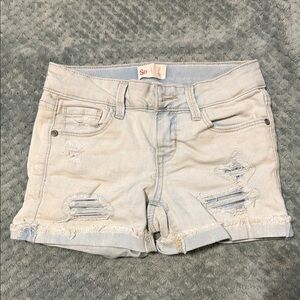 So Light Blue Distressed Women Shorts